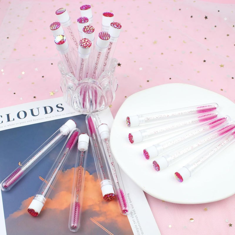 SenRocc 20 Sets Mascara Wand Tube Diamond Eyelash Spoolies Rose Mascara Brushes Lash Brush Makeup Tool Applicator Eyelash Brush Tubes Makeup Brush (4C-Rose) - Image 5